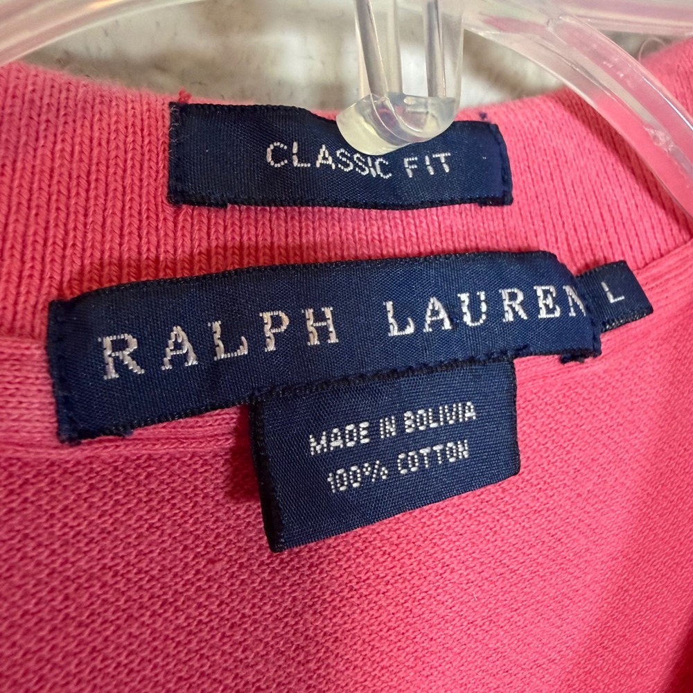 Ralph Lauren Classic Fit Pink Polo Shirt Short Sleeve Cotton Mesh Womens Large - Picture 5 of 9
